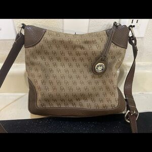 Dooney & Bourke Tan and Brown Monogram Shoulder Bag vintage/rare!